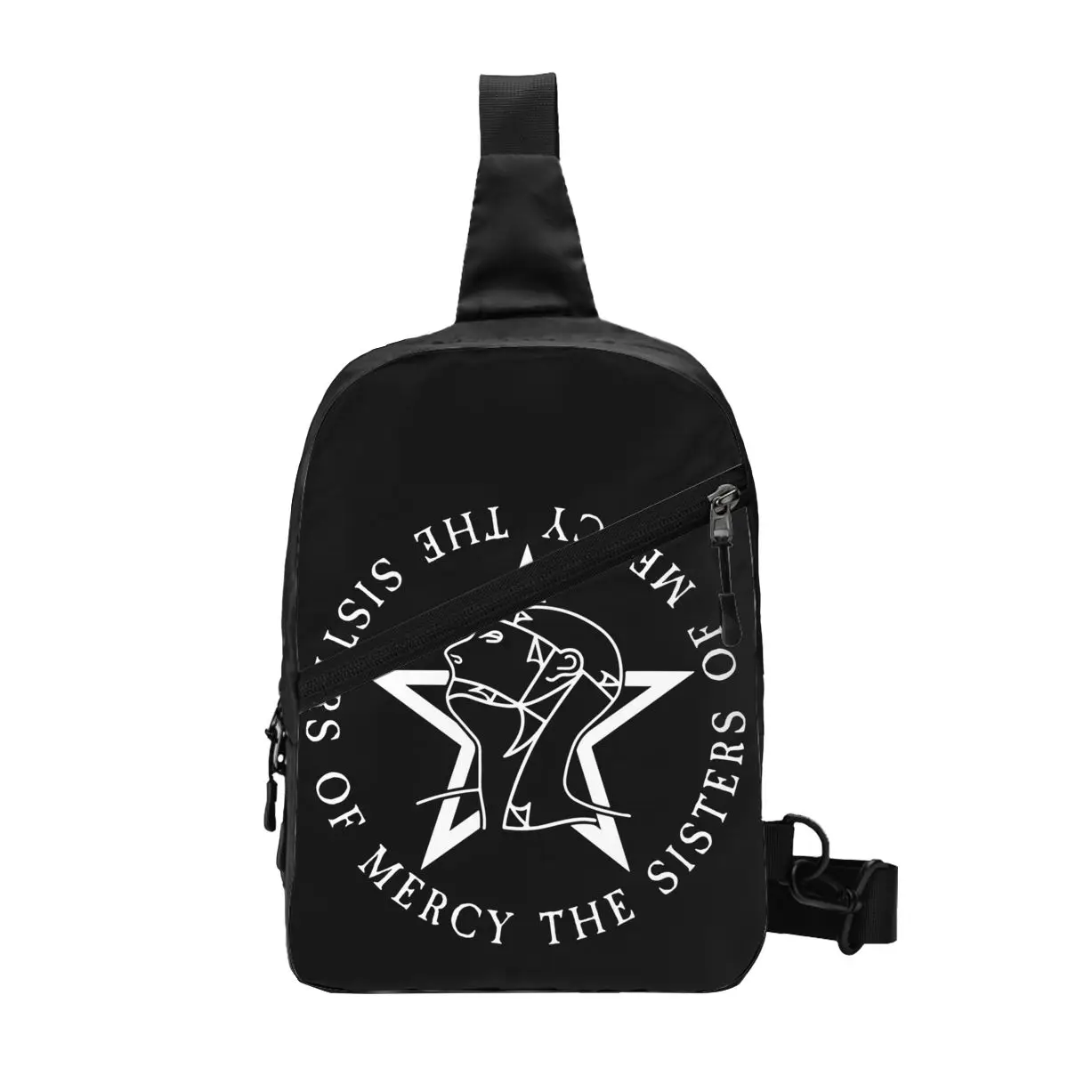 Round Text Logo Goth The Sisters Of Mercy Chest Bag Men Sling Crossbody Backpack Chest Bag Traveling Hiking Daypack Shoulder Bag