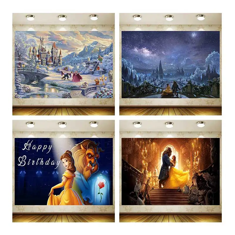 Beauty and the Beast Happy Birthday Party Supplies Background Kid Favor Wall Decor Baby Shower Backdrop Decoration Gift