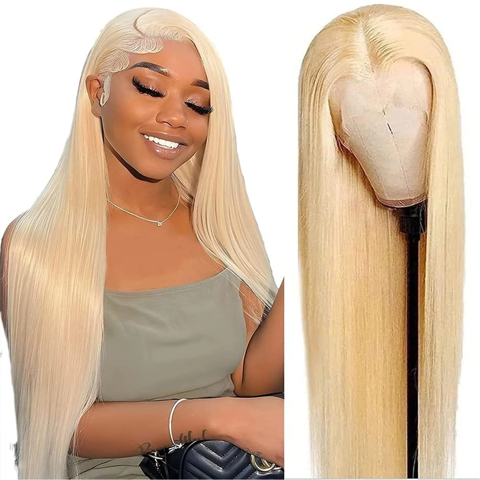 200 Density Straight Lace Blonde HD Transparent Lace 30 Inch Front Human Hair Frontal Wig Brazilian Hair 13x5 For Black Women