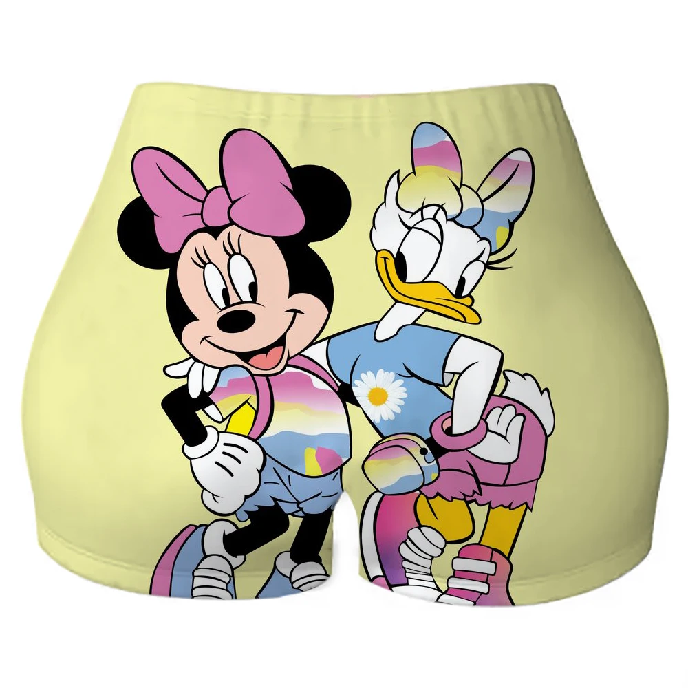 カスタムミッキーマウスコラージュマンガワークアウトバレーボールバイカーショーツ女性用ジムヨガショーツ
