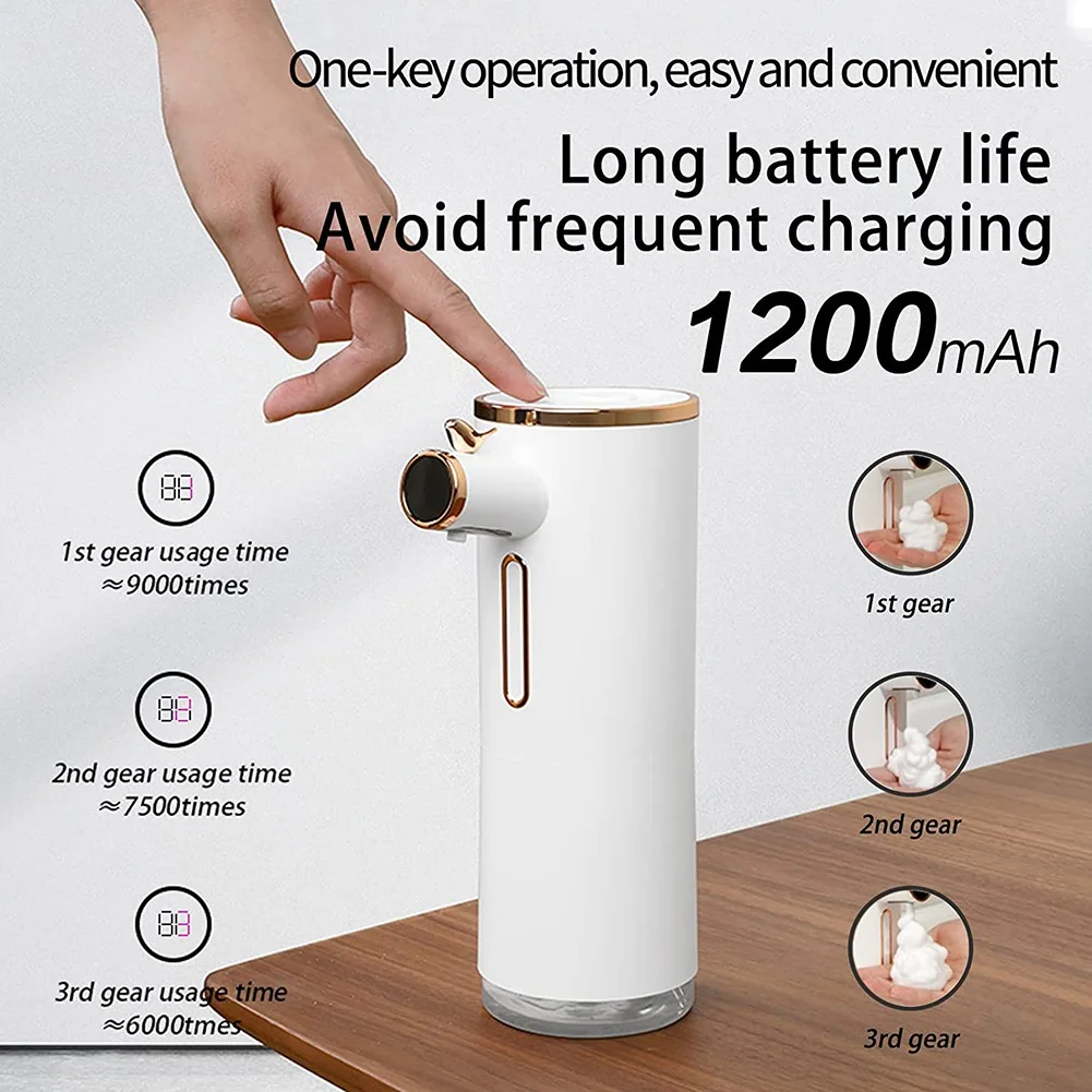 Dispensador automático de jabón espuma ABLK, dispensador jabón eléctrico sin contacto, dispensador jabón ajustable auto