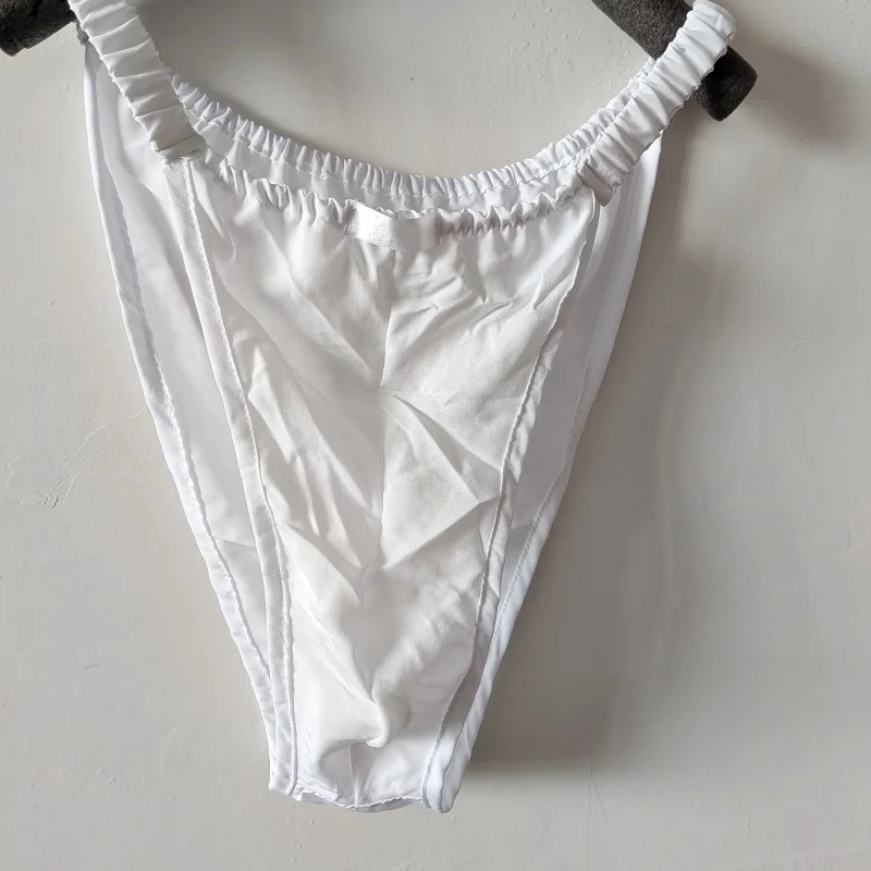 Handmake Man's T-Brief High Waist Silky Touch Comfortable Breathable Underwear Elastic waist solid color sissy G-string
