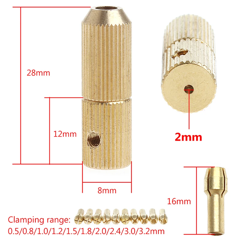 10Pcs 0.5-3.2mm Micro Twist Hand Drill Kit Chuck Electric Drill Bit Collet+2mm Drop Shipping