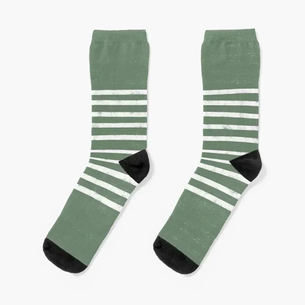 Minimalist Hand Drawn Stripes Pattern (white/sage green) Socks professional running Stockings compression Socks Woman Men's