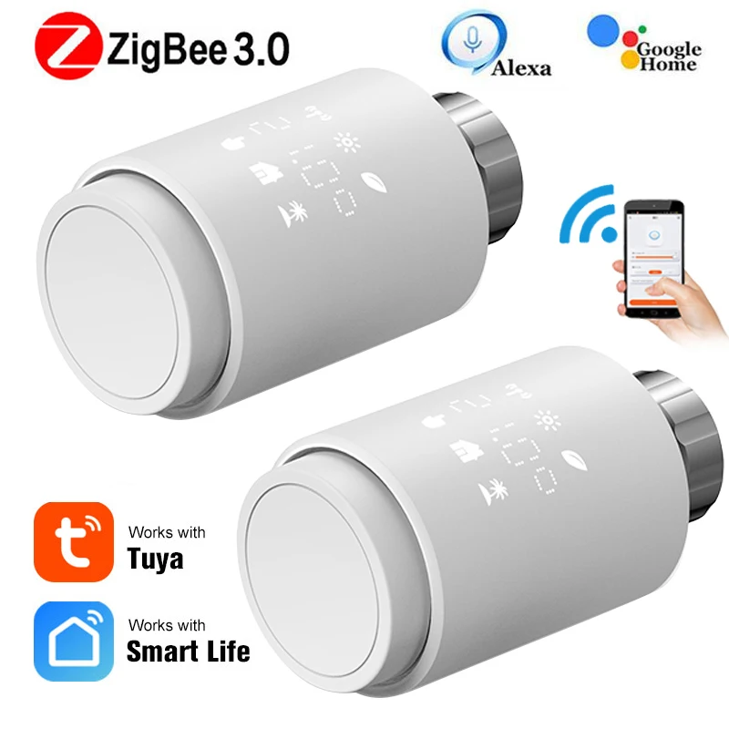 Tuya Smart ZigBee Radiator Actuator TRV Programmable Thermostatic Radiator Valve App Remote Support Alexa