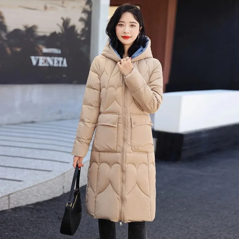 

2023 New Winter Jacket Women Down Cotton Jacket Loose Outwear Long Warm Snow Puffer Coat Hooded Overcoat Female Parkas