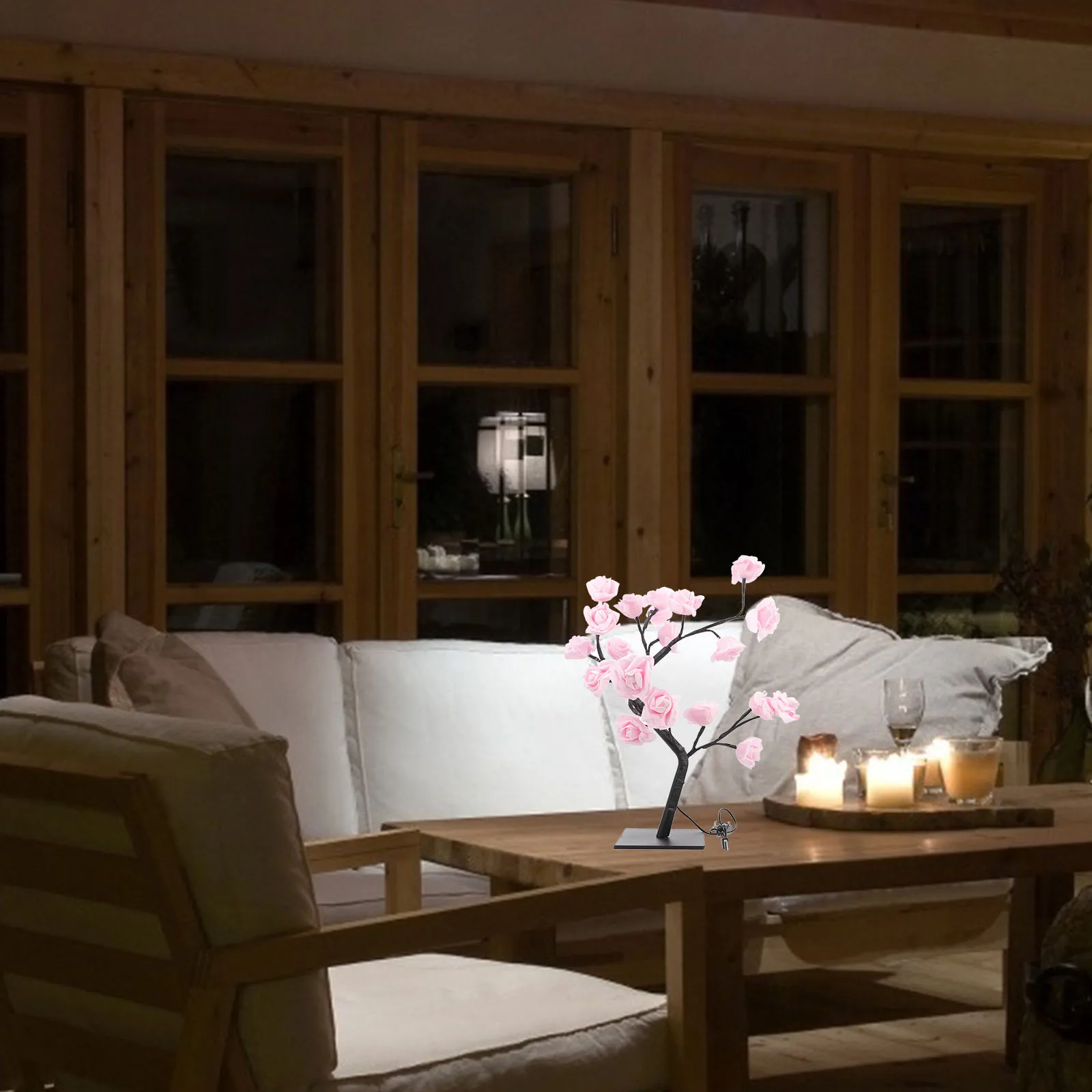 

USB Night Light LED Rose Tree Shape Decorative Lamp for Bedroom Bar Restaurant Home Desktop Table Lamp Bedside Light