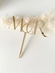 Acrylic personalized initials cake topper, modern cake charm, custom name cakde decoration, calligraphy letters for reception