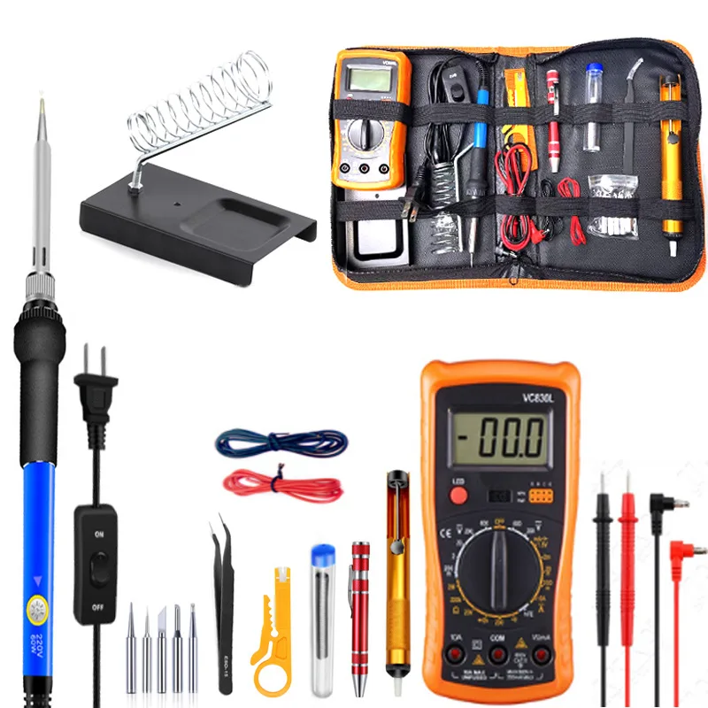 

Adjustable temperature electric soldering iron household small set welding 60w tool kit multifunctional multimeter