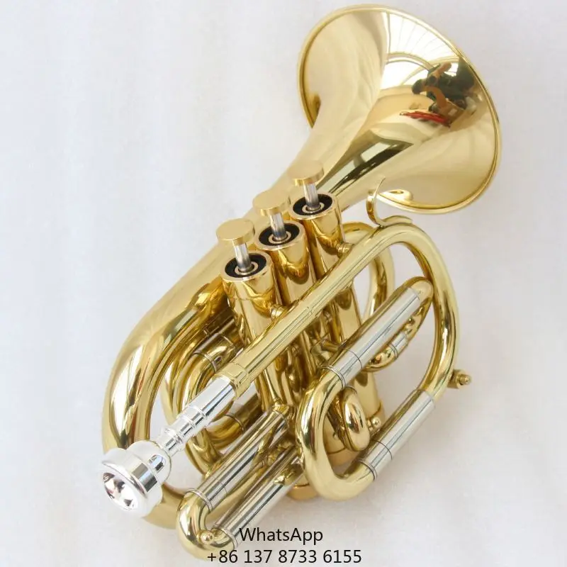 High Grade Pocket Trumpet Brass Pocket Trumpet Instrument High Quality Pocket Trumpet