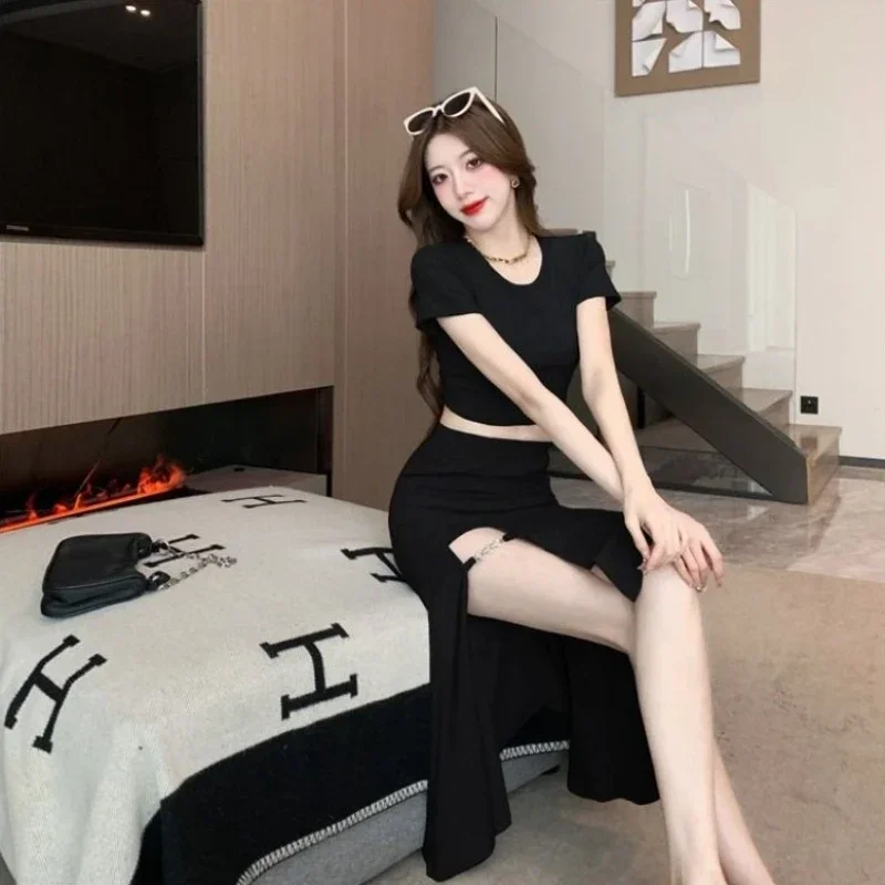 2 peças conjuntos de saia para mulheres midi luxo designer roupas ocasião formal elegante casual férias 2025 evento fenda mulher outfit