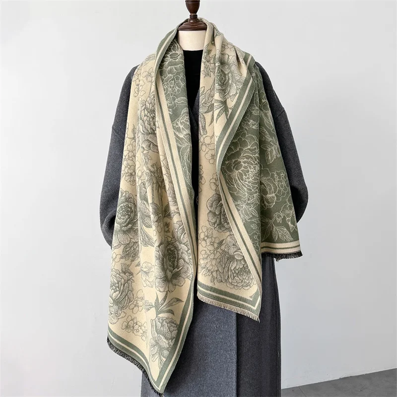 New Winter Shawl Scarves Wrap 2024 Design Cashmere Scarf Women Warm Fashion Pashmina Femal Poncho Neckerchief Echarpe Bandana