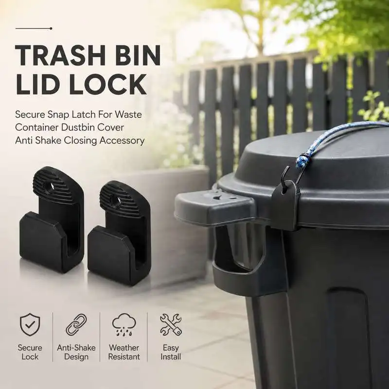 Trash Bin Lid Lock Secure Snap Latch For Waste Container Dustbin Cover Anti Shake Closing Accessory