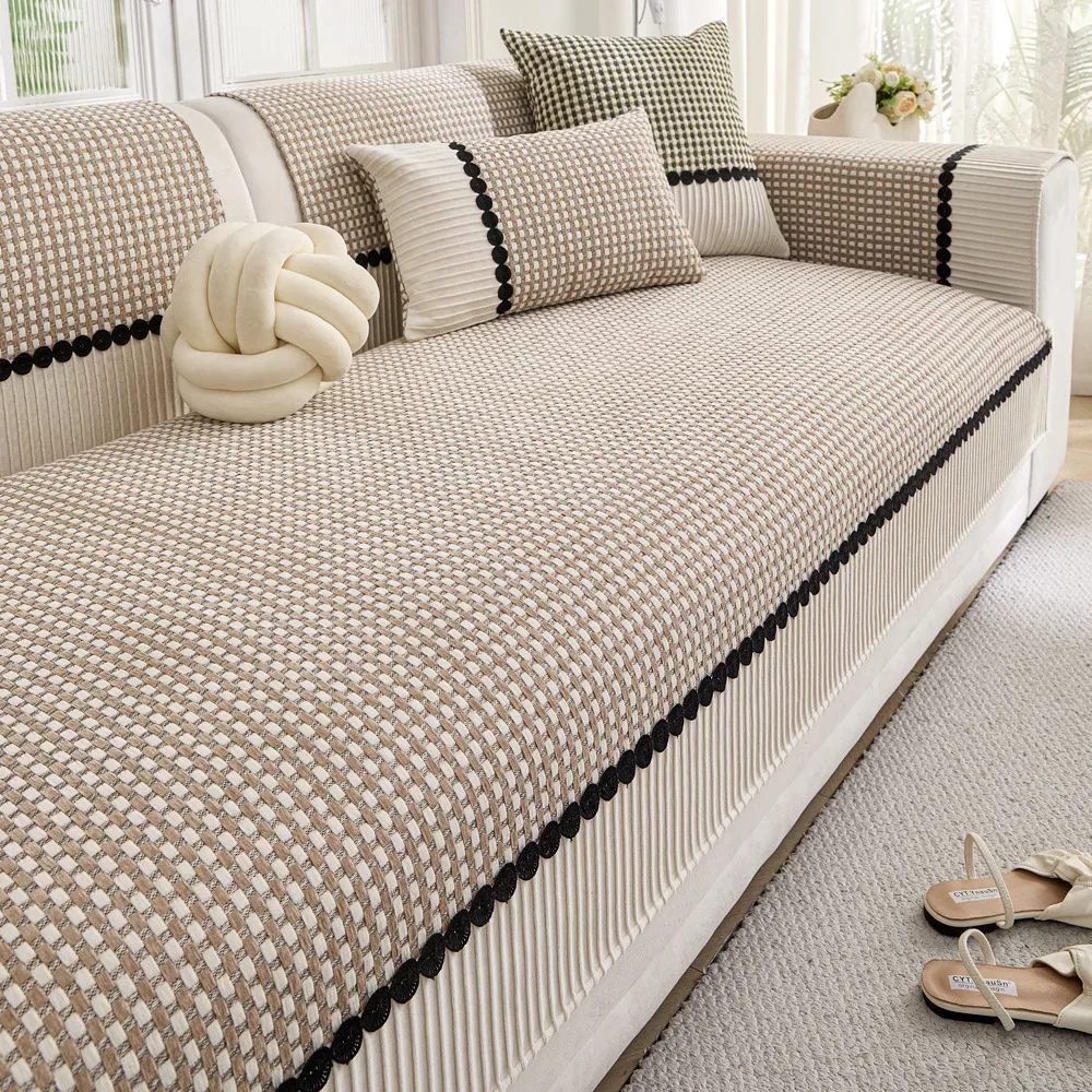 Universal Sofa Cover in Chenille Textures Non-Slip Couch Cover Towel Sofa Protective Mat for Living Room Decoration Sofa Cushion