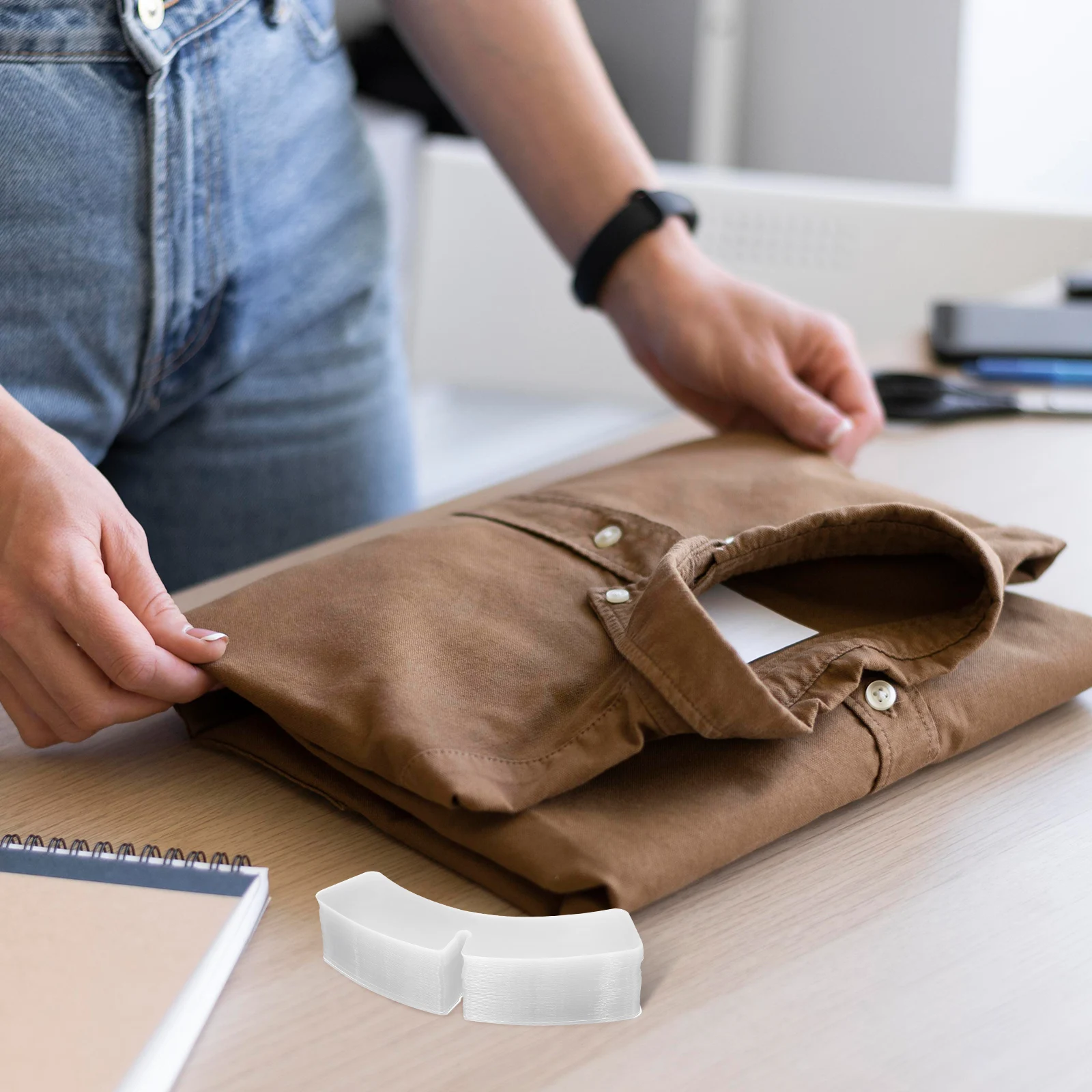 100個入り メンズシャツ襟サポート プラスチック製ドレスシャツ襟シェイパー クリアインサート