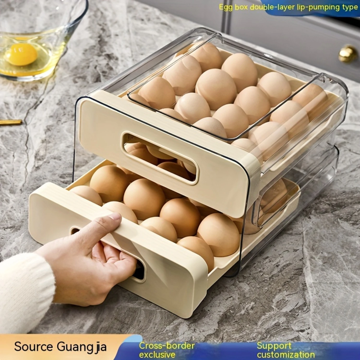 

Double-layer Egg Box, Egg Tray, Drawer Style Egg Sorting Rack, Household Refrigerator Special Egg Box