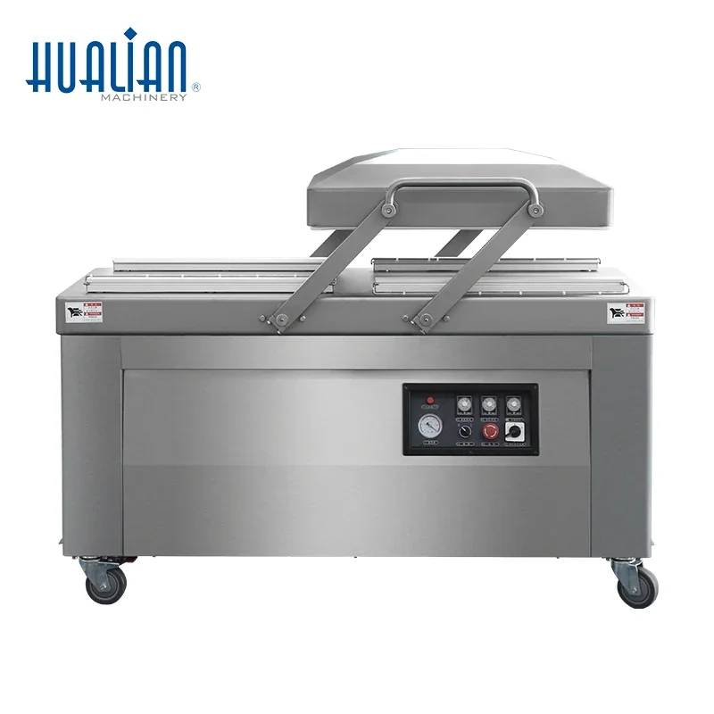 HVC-610S/2B Hualian Manufacturers Supermarket Industrial Chicken Plastic Double Vacuum Chamber Sealer Packaging Packing Machine