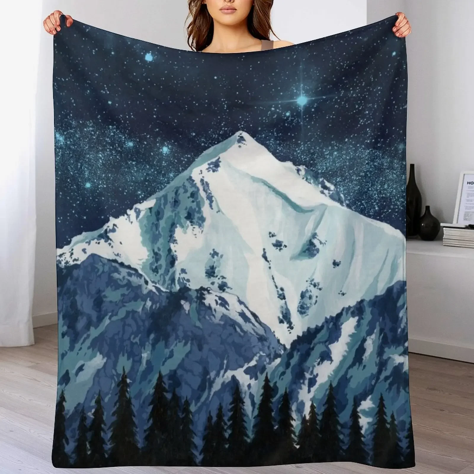 Alaska Night Sky 1 Throw Blanket Faux Fur Soft Warm Blanket for Bed
