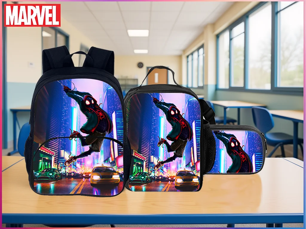

Little Kid Spider-Man Trendy Rucksack+Waterproof Lunch Bag+Pencil Case 3 in 1 Backpack Set for School