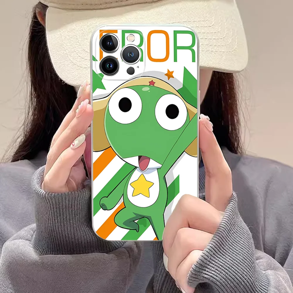 Funny Cartoon Keroro Gunsou Frog Phone Case Silicone Soft for iphone 15 14 13 12 11 Pro Mini XS MAX 8 7 6 Plus X XS XR Cover