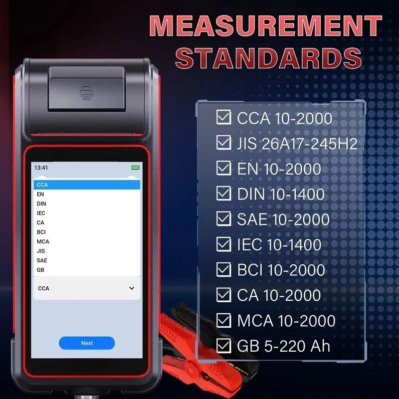 KW750 Professional Battery System Tester 6V 12V 24V 36V 48V 60V 72V CCA 2000 with 5.5 Inch Touch Screen