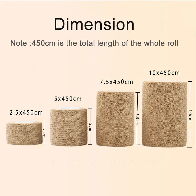 10 Rolls Medical Adhesive Bandage Elastic Breathable Sports Self Adhesive Tape Beige Wrap Finger Tape For Wrist Ankle First Aid