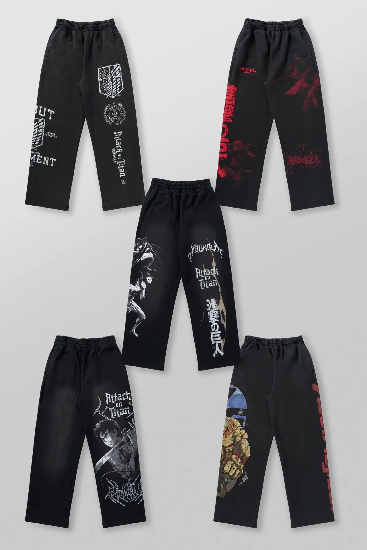 Young American trendy sweatpants collaboration anime joggers, cotton terry print, wide-leg casual pants, hip-hop street pants