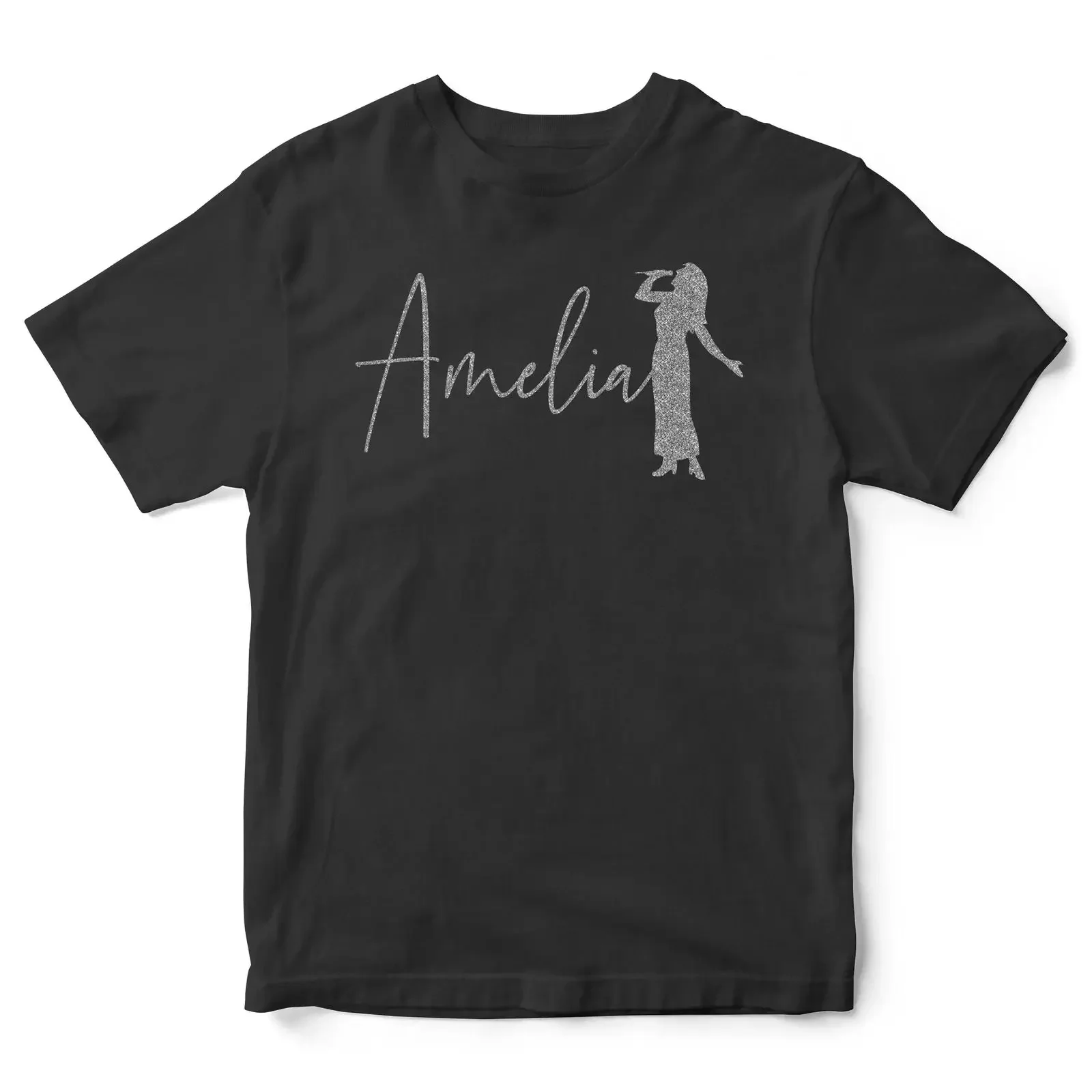 Silber Glitzer Sänger T Shirt Personalisiert Geburtstag Weihnachten Singen Geschenke f vintage Washed Slightly Soft Unisex
