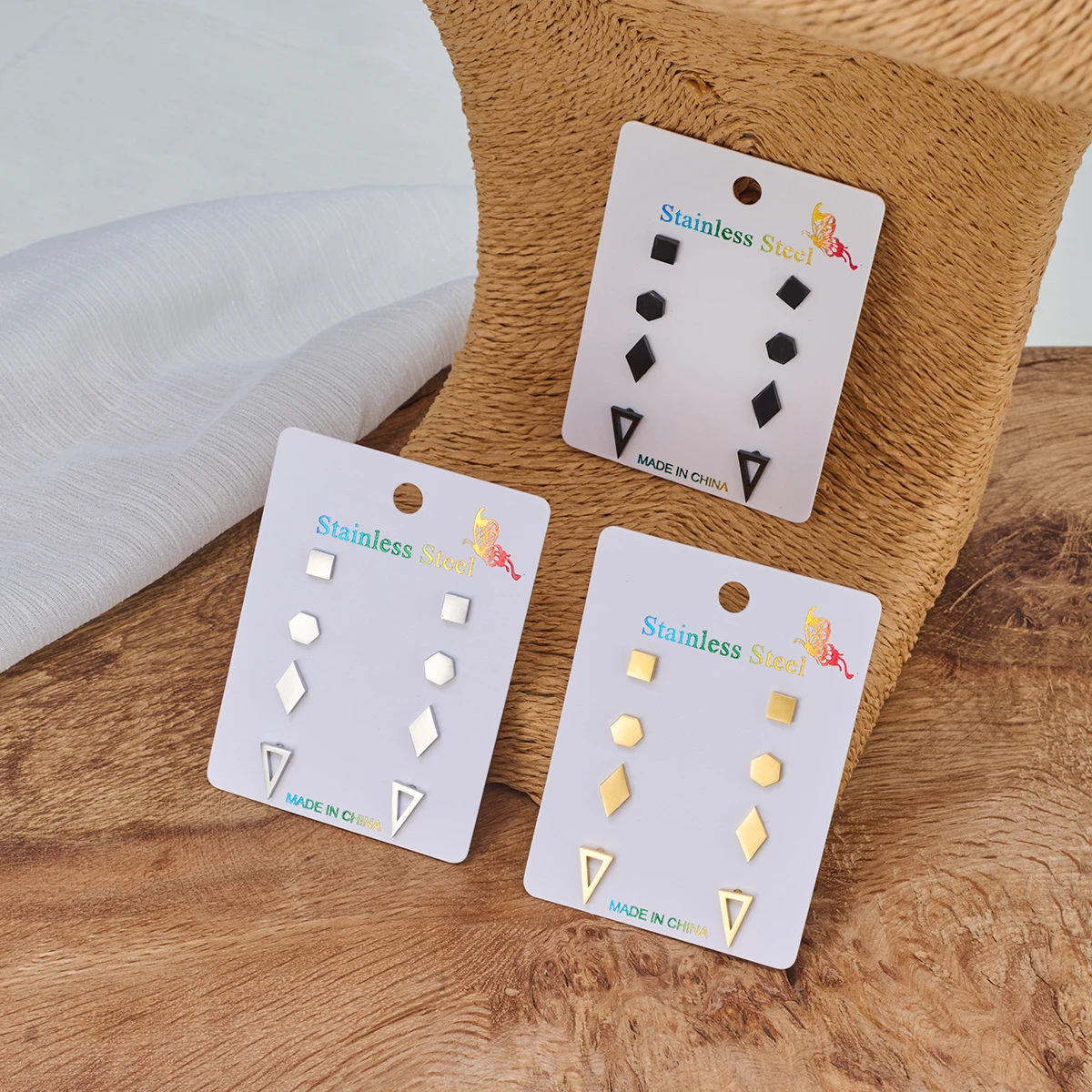 4pairs/lot Hip hop Geometric Stainless Steel Earrings for women Auricular Cartilage Ear Piercing Earrings Daily Wear Jewelry