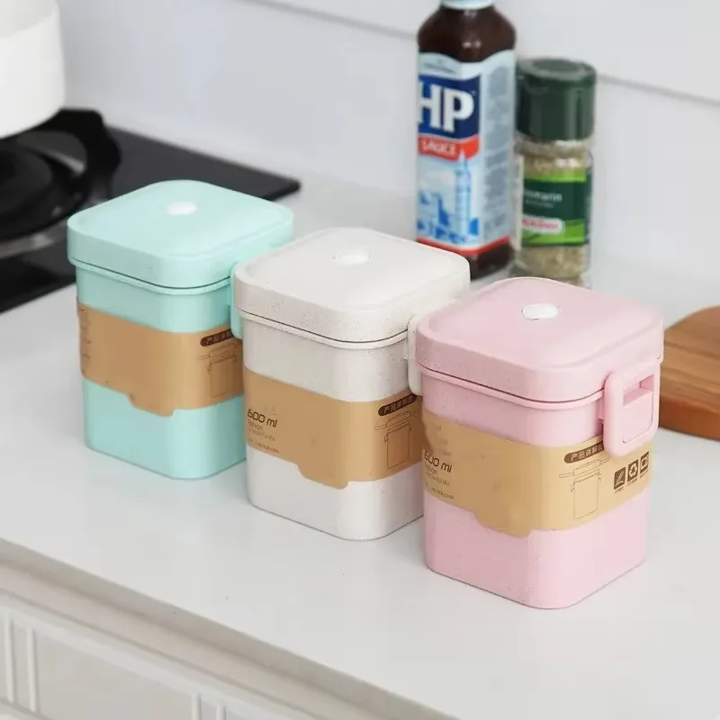 New Homeware Creative Wheat Straw Soup Cup Microwaveable Square Buckle Sealed Soup Can Holiday Gift Food Sealed Can