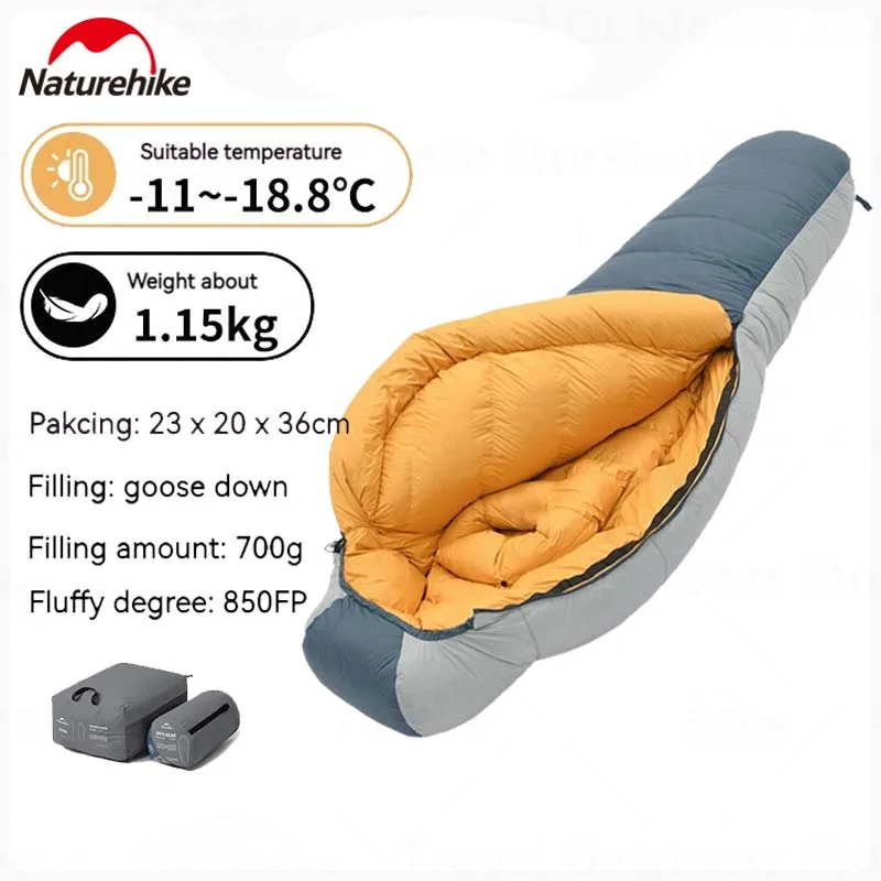 Naturehike J Series Goose Down Sleeping Bag Ultralight Winter 850FP Super Warm Sleeping Bag Mummy Portable Camping Sleeping Bag