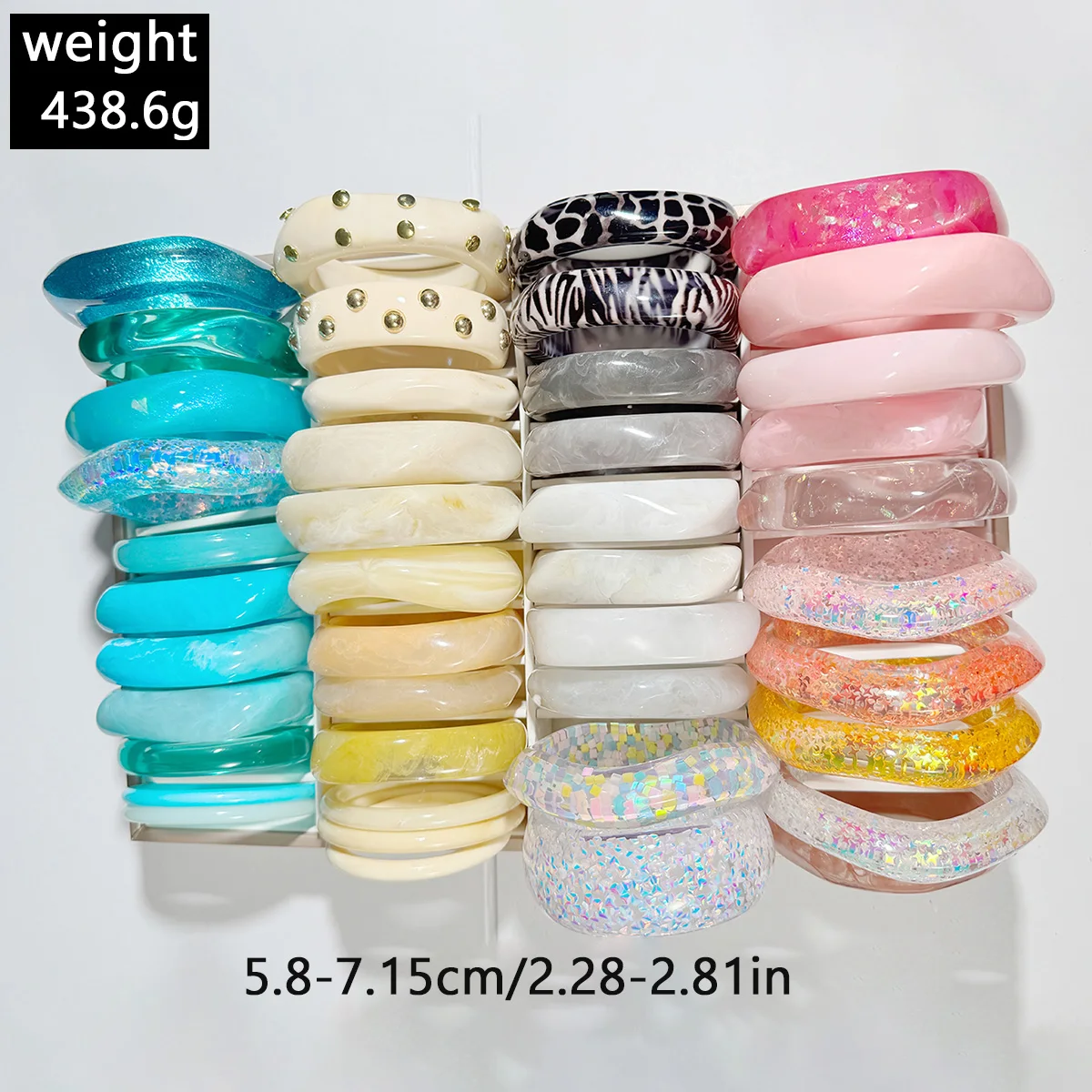 Tocona Retro Resin Geometric Irregular Fine Sparkle Bracelet Set Women's Temperament Gentle Jewelry Daily Commuting Accessories