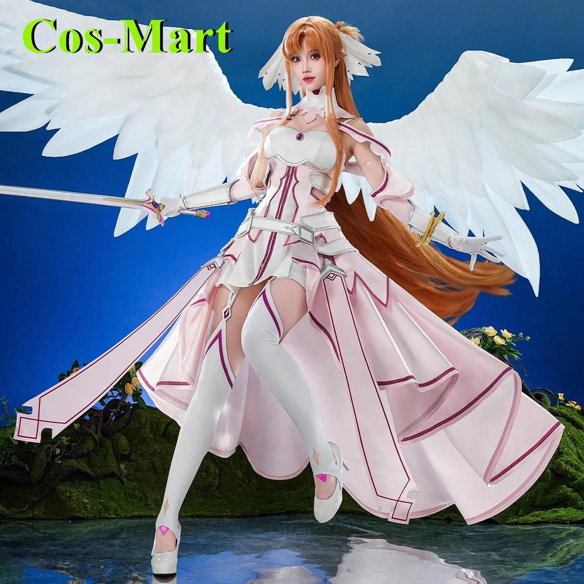 Cos-Mart Sword Art Online Alicization Yuuki Asuna Cosplay Costume Yūki Asuna Anime Dress Activity Party Role Play Clothing Game