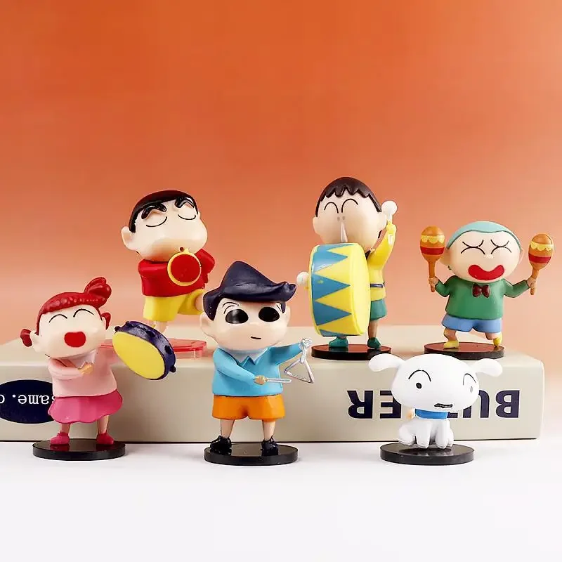 Crayon Shin-Chan Dolls Musical Instrument Happy Hour Series Cake Ornaments Figures Car Ornaments For Kids Or Friends Gifts