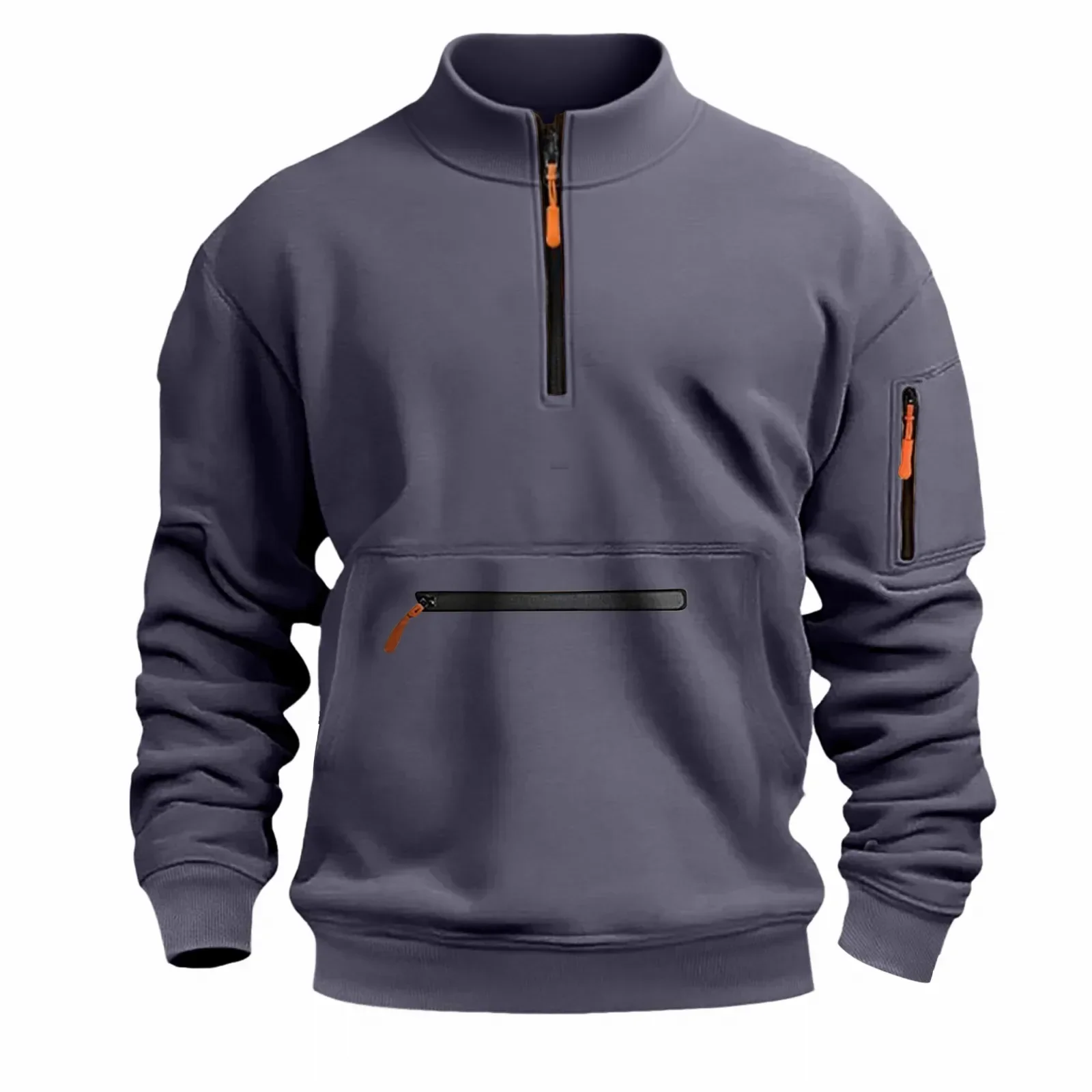 Men's Casual Fleece Hoodie with Zipper Stand Collar Soft Comfortable Fabric Best Selling Streetwear Independent Station