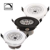 Dimmable LED Downlight 3W 4W 5W Spot LED AC110V 220V Sandy Silver White Black Body House Natural Daylight Warm Pure White