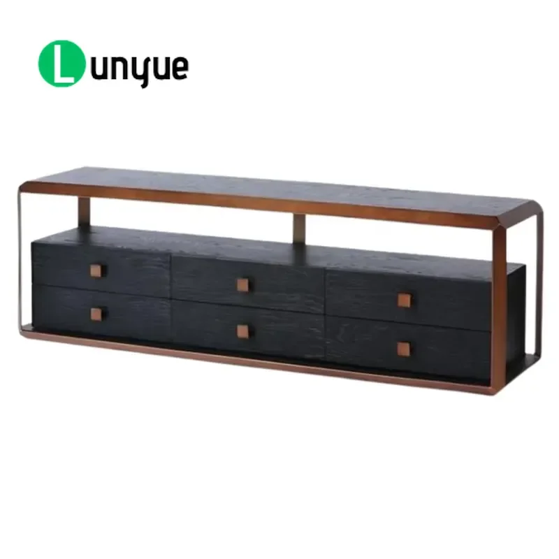 Black Solid Wood Sideboard Cabinet with Storage Deluxe Furniture for Hotel Living Room Dining Room Sturdy Modern Design