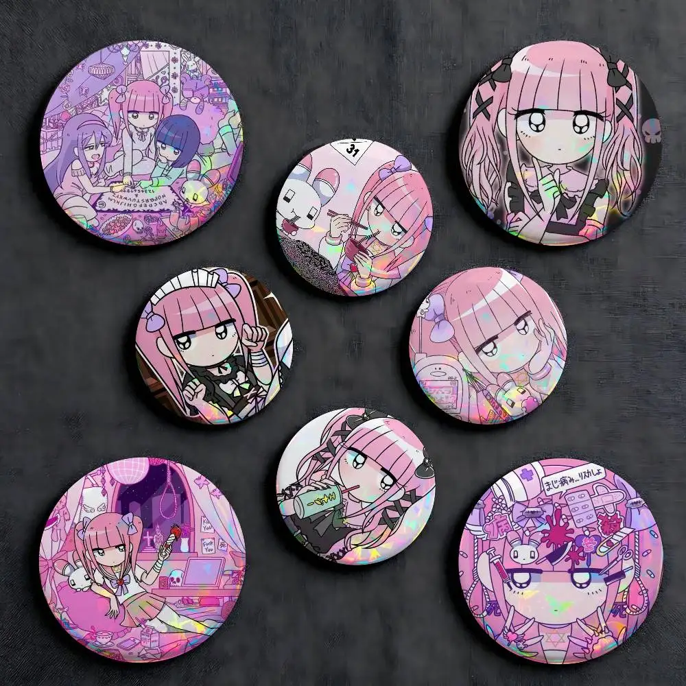 Y2K Cartoon Figure Menhera Chan Tinplate Brooch Figure Icon Badge Handmade Brooches for Backpack Clothes Decoration