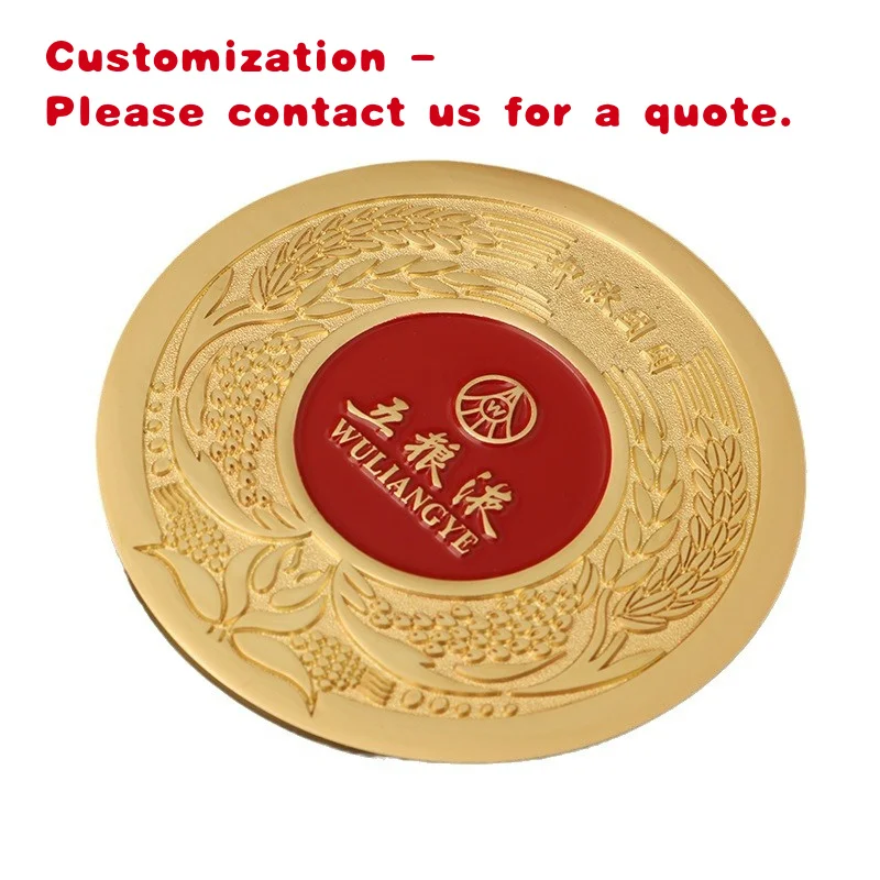 

custom.Customized White Wine Perfume Bottle Metal Round Labels Deluxe Zinc Alloy Printed Stickers Beverages