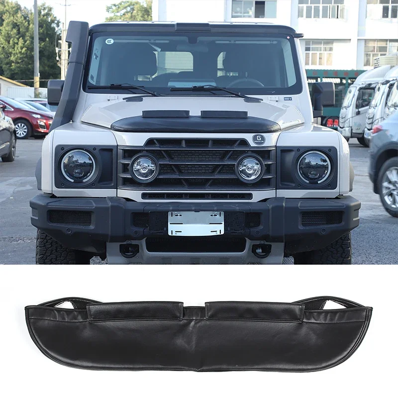 

For Ineos Grenadier 2020-2024 Car hood sand and stone deflector protection cover black leather Exterior accessories