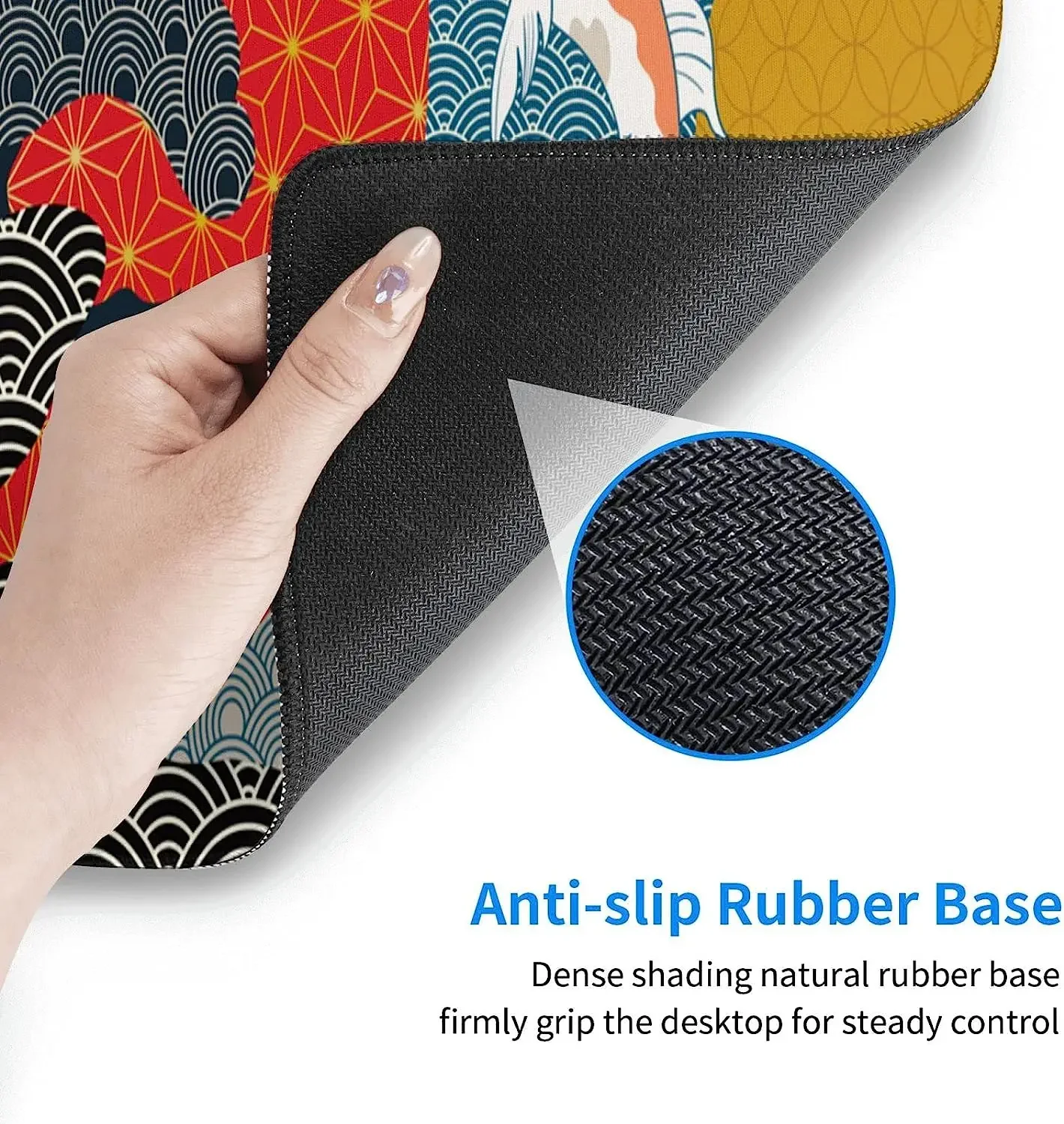 كوي سمك الشبوط لوحة ماوس كبيرة لطيف مضحك زهرة ساكورا وموجة المحيط للنساء XL حصيرة مكتبية كبيرة لسطح المكتب 31.5*11.8 بوصة