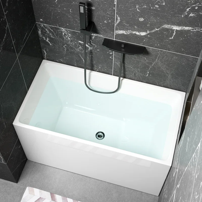 Bak mandi rendam dalam akrilik berdiri sendiri untuk apartemen kecil, gaya Jepang rumahan, bak mandi mini persegi kecil ala selebgram