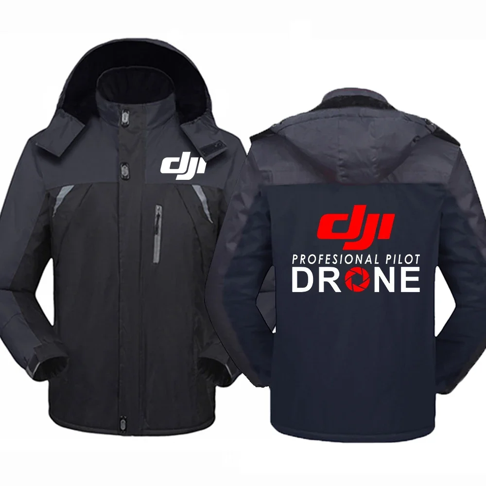 2024 New Dji Professional Pilot Drone Men Cotton Padded Jackets Loose Multi Pocket Thickene Printing Comfortable Versatile Tops