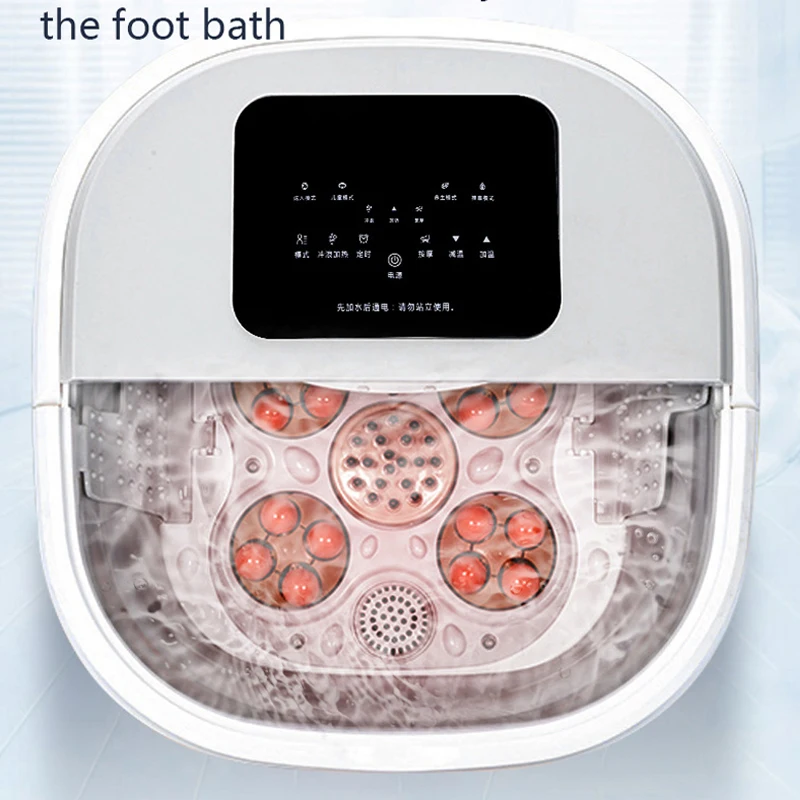 Foot Bath Foot 500W Electric Plug-in Heat Bubbles Vibration Red Light Feet Stress Relief Foot Spa Bath Massager