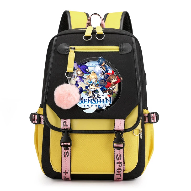 Usb School Bags Genshin Impact Backpack for Teenagers Girls Boys Children Student Backpack Shoulder Bag Laptop Bolsa Escolar