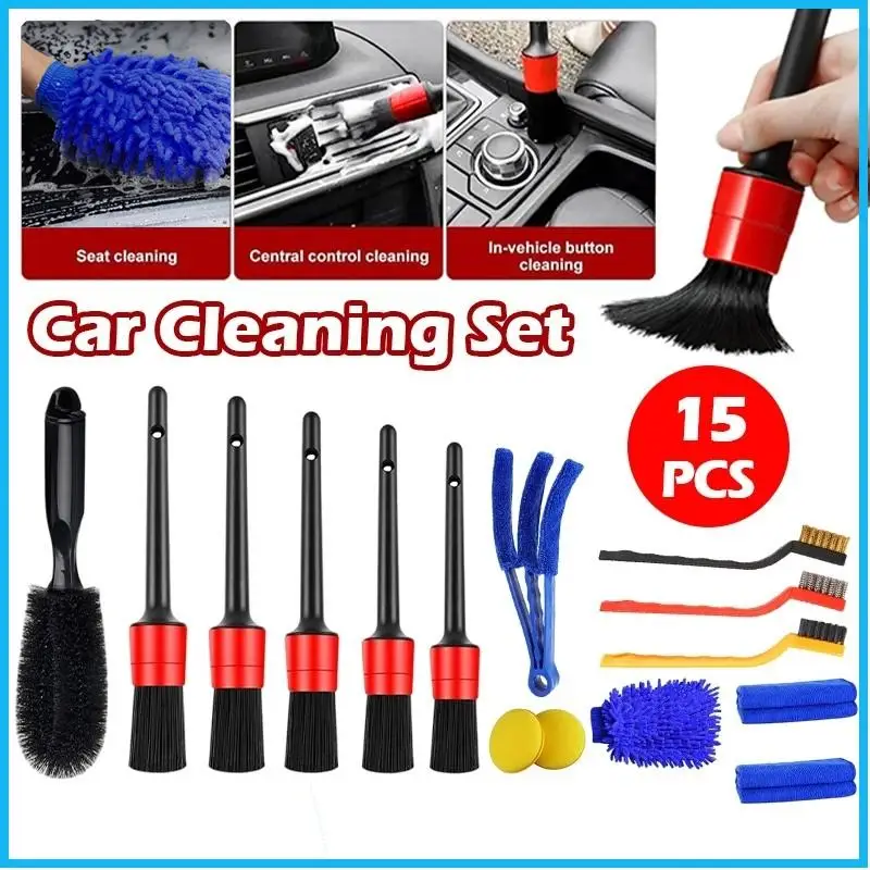  Car Cleaning Brushes Universal for Tires Wheels Rims Interior Detailing Sturdy Soft Bristle for Vehicle Maintenance