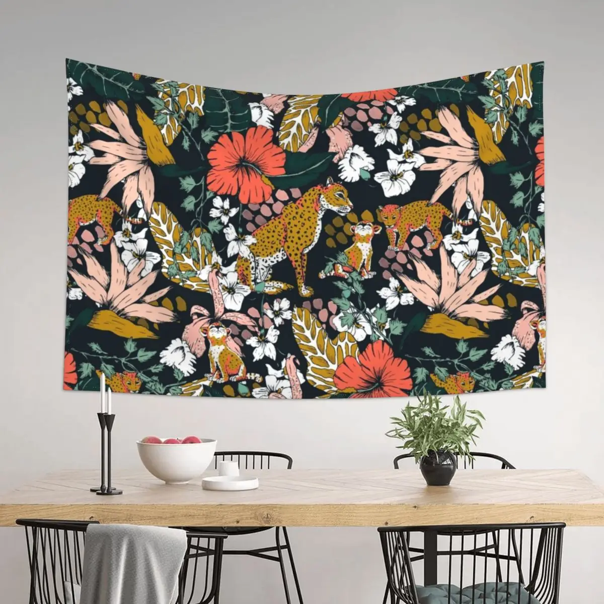 

Animal print dark jungle Tapestry Room Aesthetic Mushroom House Decorations Tapestry