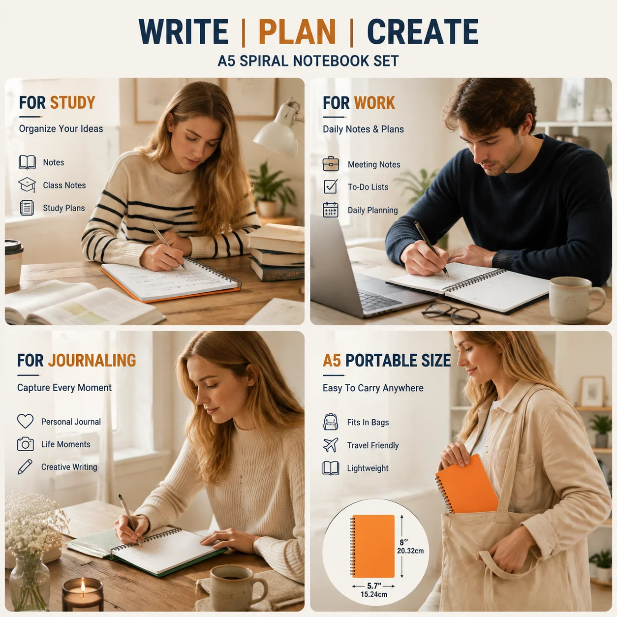 6pcs A5 Writing Notebook Set, 100 Pages Each, Solid Color Spiral Bound Journals, 6 Color Lined Notebooks for School Study, Classroom Notes, Office Work,Meeting Records,Planning, Journaling,Note Taking and Everyday Stationery Supplies,Back-to-School Season