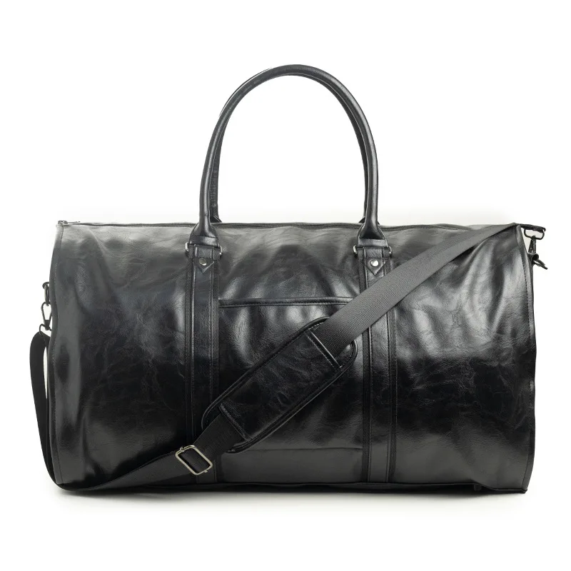 Leather Travel Clothing Bag Convertible Men's Suit Luggage Bag with Shoe Compartment for Men garment duffle bag convertible ita