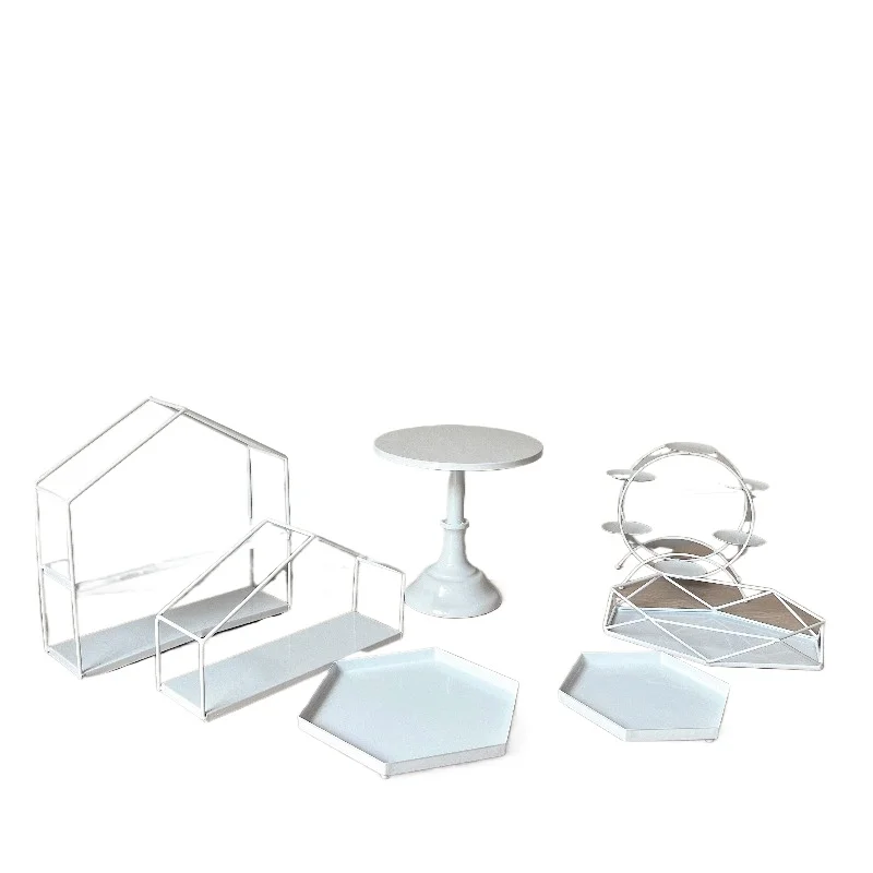 Wedding White Outdoor Wedding Cake Rack Set Small Fresh Cake Afternoon, Tea Snack Rack Tray
